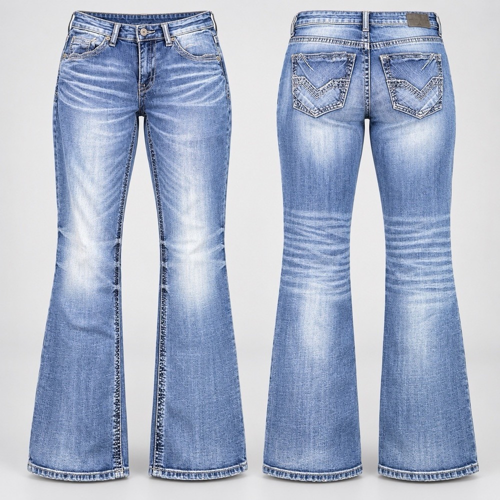 BKE Jeans Mens 30sx30 Blue Derek Buckle Denim Pants Faded Stretch Dark Straight